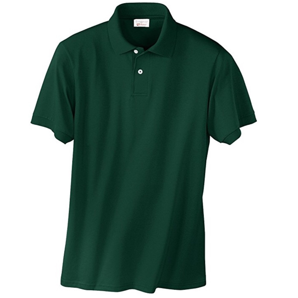 NWT Hanes Ecosmart Deep Forest Green Jersey Polo🌳